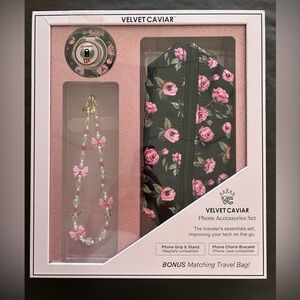 Velvet Caviar Phone Accessories Set with Gold Accents